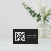 QR Code Black Simple Business Card Visitenkarte (Stehend Vorderseite)