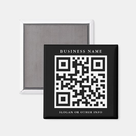 QR Code Black Simple Business Magnet (Vorderseite/Rückseite)