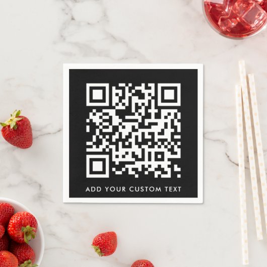 QR-Code | Black Stylish Modern Minimalistisch Bold Serviette (Beispiel)