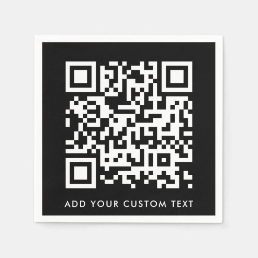 QR-Code | Black Stylish Modern Minimalistisch Bold Serviette (Vorderseite)