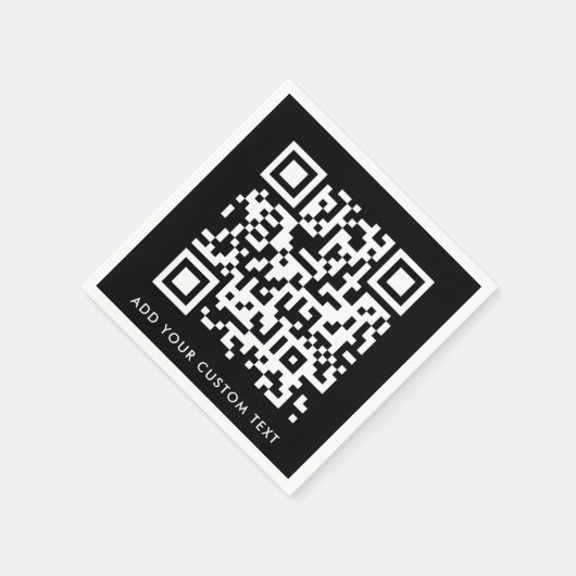 QR-Code | Black Stylish Modern Minimalistisch Bold Serviette (Ecke)