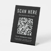 QR Code Black Tabletop Sockelschild (Vorderseite)