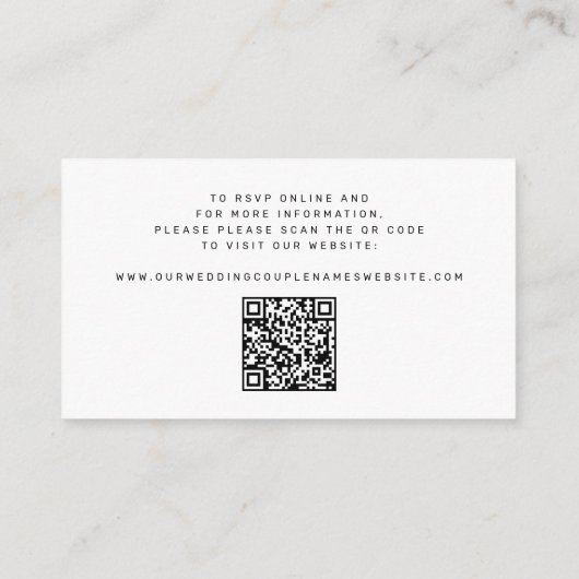 QR code black white monogram wedding details Begleitkarte (Rückseite)
