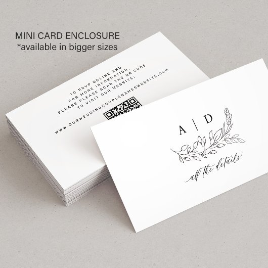 QR code black white monogram wedding details Begleitkarte