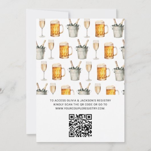 QR Code Blasen & Brause Paare Dusche Einladung (Rückseite)