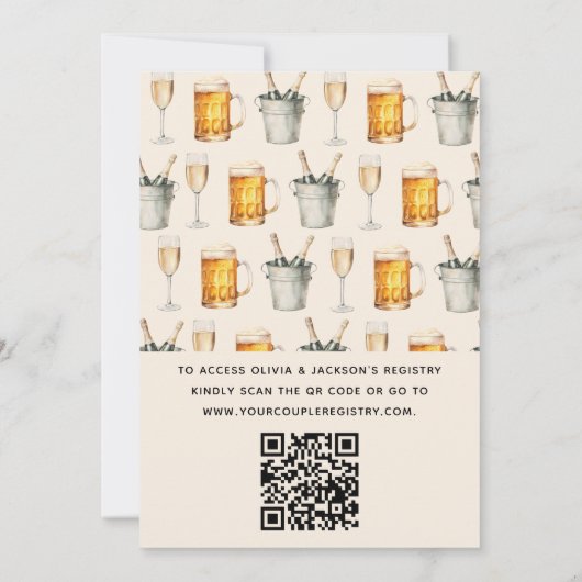 QR Code Blasen & Brause Paare Dusche Einladung (Rückseite)