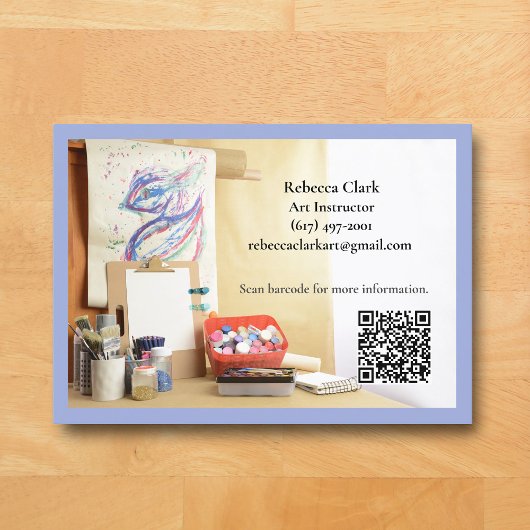 QR-Code Blau Kunstlehrer Tutor Kunstunterricht  Visitenkarte