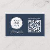 QR-Code Blau Logo Visitenkarte (Vorderseite)