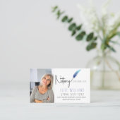 QR-Code Blau-Minimalistisches Notar-Foto Visitenkarte (Stehend Vorderseite)