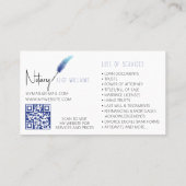 QR-Code Blau-Minimalistisches Notar-Foto Visitenkarte (Rückseite)