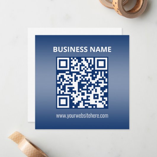 QR-Code | Blau (oder eine beliebige Farbe) strahle Mitteilungskarte (Vorderseite/Rückseite Beispiel)