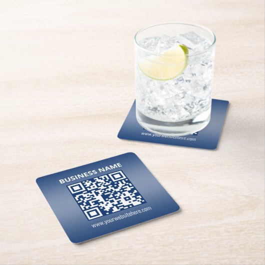QR-Code | Blau (oder eine beliebige Farbe) strahle Rechteckiger Pappuntersetzer (Vor Ort)