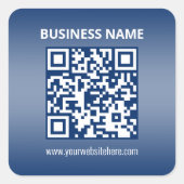 QR-Code | Blau (oder jede Farbe) Gradient Quadratischer Aufkleber (Vorderseite)