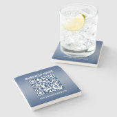 QR-Code | Blau (oder jede Farbe) Gradient Steinuntersetzer (Seitenansicht)