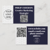 Qr-Code Blau- und weiße Visitenkarte (Vorne/Hinten)