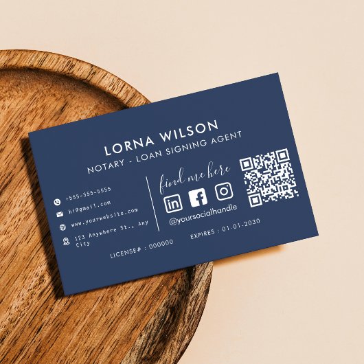 QR Code Blau/Weiß Beruflicher Notar Visitenkarte