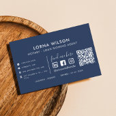 QR-Code Blau & Weiß Professioneller Notar Visitenkarte
