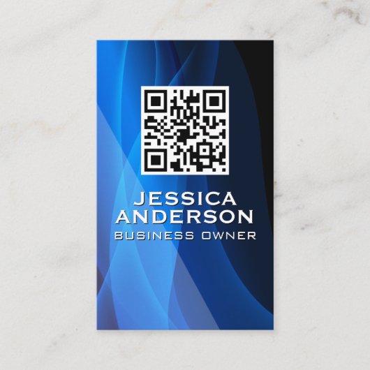 QR-Code | Blauer Abstrakter Hintergrund Visitenkarte (Vorderseite)