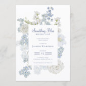 QR-Code Blaues Blumenmuster "Something Blue" Braut Einladung (Vorderseite)