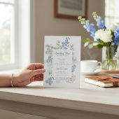 QR-Code Blaues Blumenmuster "Something Blue" Braut Einladung