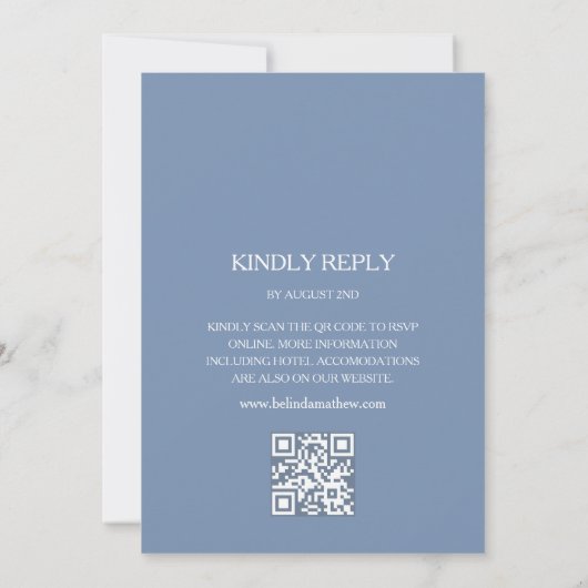 QR-Code | Blaues Kirschblossom | Hochzeit Einladung (Rückseite)