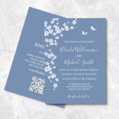 QR-Code | Blaues Kirschblossom | Hochzeit Einladung