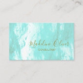 QR Code Blue Aqua Moderne Wasserfarbe Visitenkarte (Vorderseite)