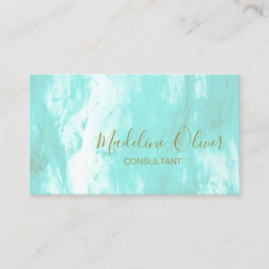 QR Code Blue Aqua Moderne Wasserfarbe Visitenkarte (Vorderseite)