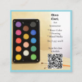 QR Code Blue Artist Tutor Educator Art teacher Quadratische Visitenkarte (Vorderseite)