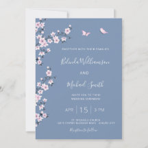QR Code Blue Cherry Blossom | Chinesische Hochzeit