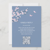 QR Code Blue Cherry Blossom | Chinesische Hochzeit Einladung (Rückseite)