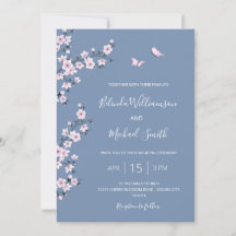 QR Code Blue Cherry Blossom | Chinesische Hochzeit