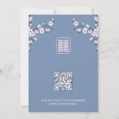 QR Code Blue Cherry Blossom | Chinesische Hochzeit Einladung (Rückseite)