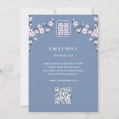 QR Code Blue Cherry Blossom | Chinesische Hochzeit Einladung (Rückseite)