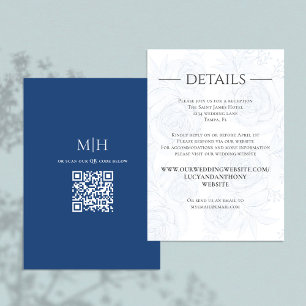 QR Code Blue Floral UAWG Online Hochzeitdetails Begleitkarte