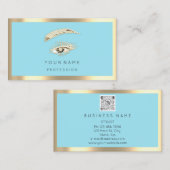 Qr-Code Blue Gold Frame für Eyelash-Brow-Makeup-Lo Visitenkarte (Vorne/Hinten)