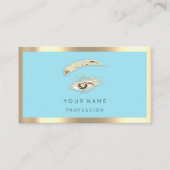 Qr-Code Blue Gold Frame für Eyelash-Brow-Makeup-Lo Visitenkarte (Vorderseite)