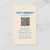 QR Code Blue Hand Drawn geschrieben Retro Funky Fl Visitenkarte (Rückseite)