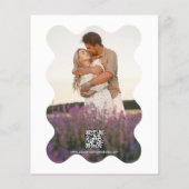 QR Code Blue Lavender Wave Scallop Foto Hochzeit (Rückseite)