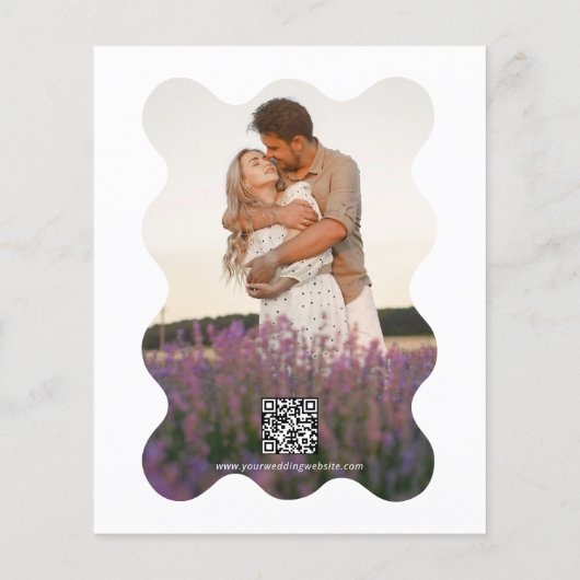 QR Code Blue Lavender Wave Scallop Foto Hochzeit (Rückseite)