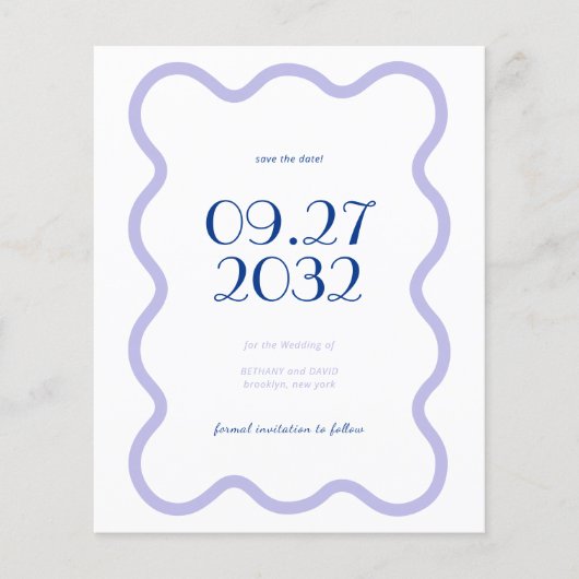 QR Code Blue Lavender Wave Scallop Foto Hochzeit (Vorderseite)