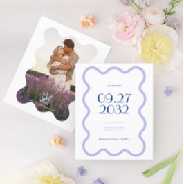 QR Code Blue Lavender Wave Scallop Foto Hochzeit