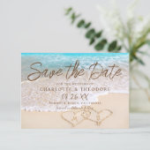 QR Code Blue Ocean Waves Tropical Beach Wedding Save The Date (Stehend Vorderseite)