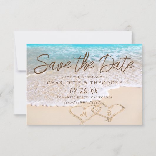 QR Code Blue Ocean Waves Tropical Beach Wedding Save The Date (Vorderseite)