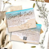 QR Code Blue Ocean Waves Tropical Beach Wedding Save The Date