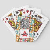 QR-code Blue Orange Grunge Circle Abstract Modern Spielkarten (Rückseite)