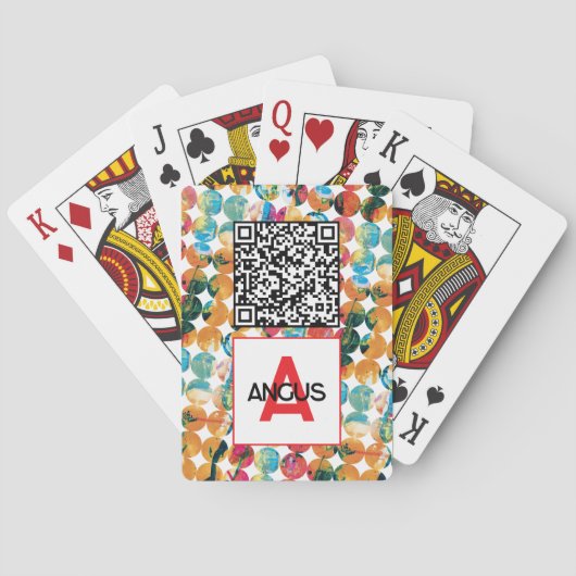 QR-code Blue Orange Grunge Circle Abstract Modern Spielkarten (Rückseite)
