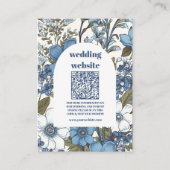 qr code Blue Periwinkle Wildblumen Wedding Begleitkarte (Vorderseite)