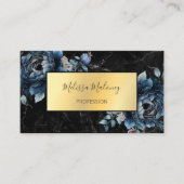 QR-Code | Blue Watercolor Boho Floral Visitenkarte (Vorderseite)