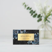 QR-Code | Blue Watercolor Boho Floral Visitenkarte (Stehend Vorderseite)